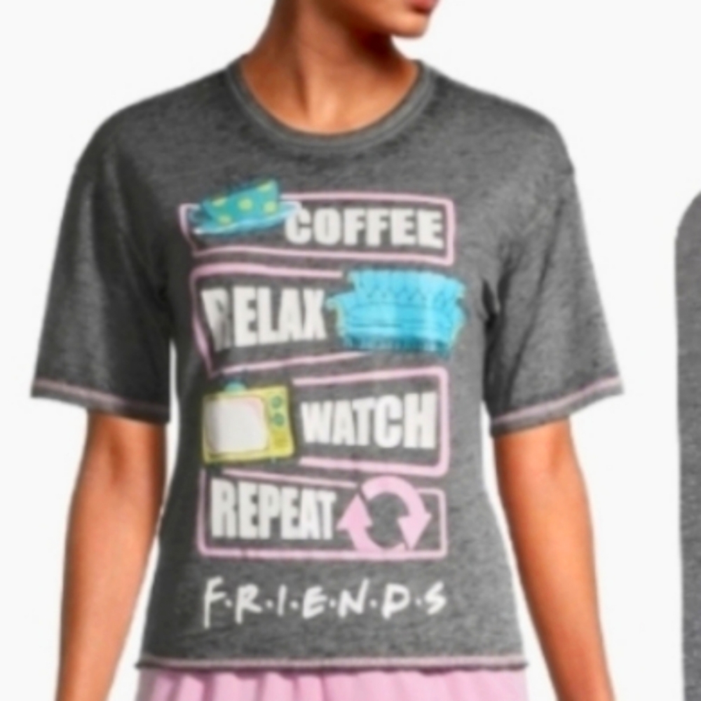 Friends Tv Tee Shirt Short Sleeve Plus Size 3X Pajama Top Pj Pj's Sheer Crewneck